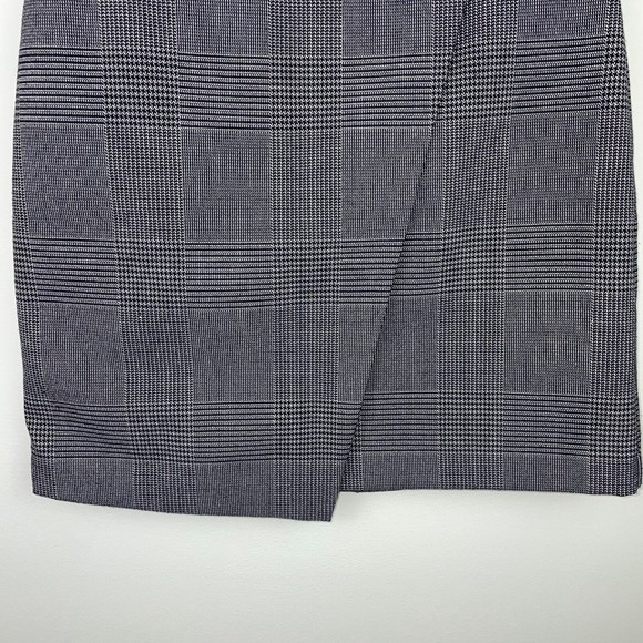 LOFT Ann Taylor Plaid Houndstooth Wrap Mini Pencil Skirt Grey Black Women's Sz 2 - Picture 3 of 6